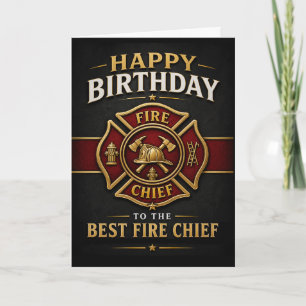 Cartão Aniversário do Chefe de Bombeiros Melhor Emblema d