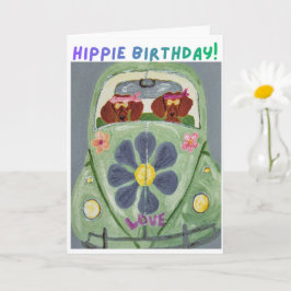 Cartão Aniversário do Dachshund Hippie