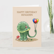 Aniversário do Dinossauro segurando Balões