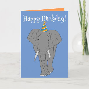 Cartão Aniversário do Elefante Personalizável