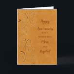 Cartão Aniversário do Fall Friend e Stepdad<br><div class="desc">Feliz cartão de aniversário de casamento para amigo e padrasto com padrão de folhas de outono e verso sincero.</div>