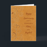 Cartão Aniversário do Fall Friend e Stepdad<br><div class="desc">Feliz cartão de aniversário de casamento para amigo e padrasto com padrão de folhas de outono e verso sincero.</div>