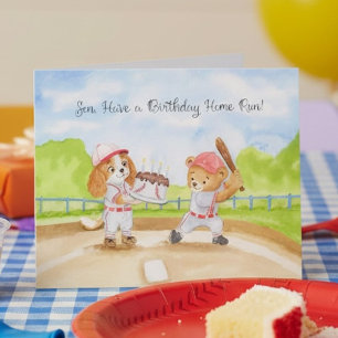 Cartão Aniversário do Filho Urso de Pelúcia e Cavalier Ki