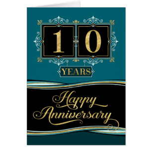 Cartão Aniversário do Funcionário 10 anos Jade Formal Dec