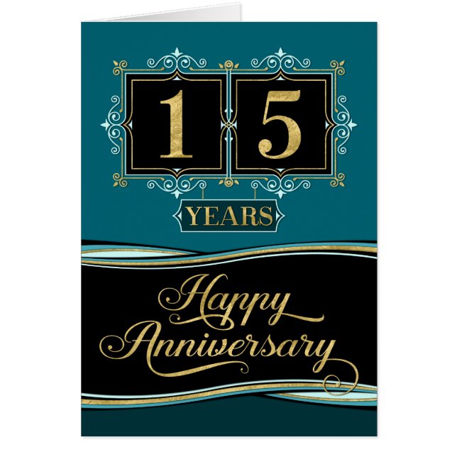 Cartão Aniversário do Funcionário 15 anos Jade Formal Dec (Frente)