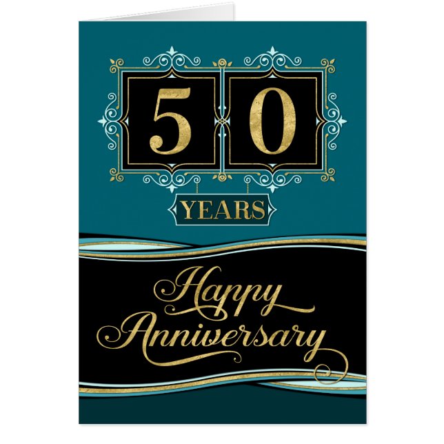 Cartão Aniversário do Funcionário 50 anos Jade Formal Dec (Frente)