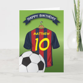 Cartão Aniversário do Futebol Red & Blue Strike Shirt