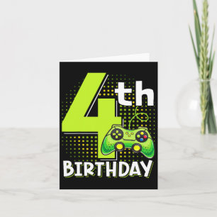 Cartão Aniversário do Gamer de 4 Anos Vídeo Game Engraçad