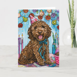 Cartão Aniversário do Goldendoodle