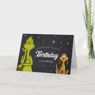 Cartão Aniversário do Grinch no Quadro Negro