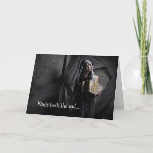 Cartão Aniversário do Jogador Acordeonista Acordeonista