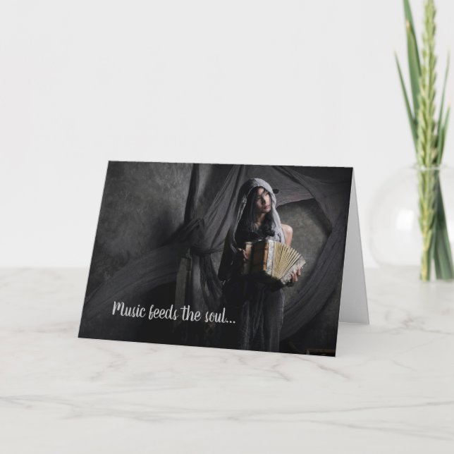 Cartão Aniversário do Jogador Acordeonista Acordeonista (Frente)