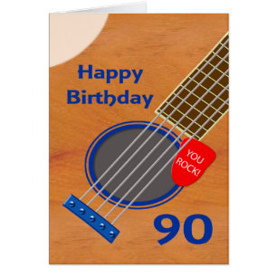 Cartão Aniversário do Jogador de Violão de 90 Birthday