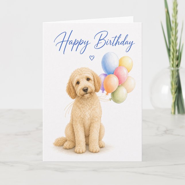 Cartão Aniversário do Labradoodle (Frente)