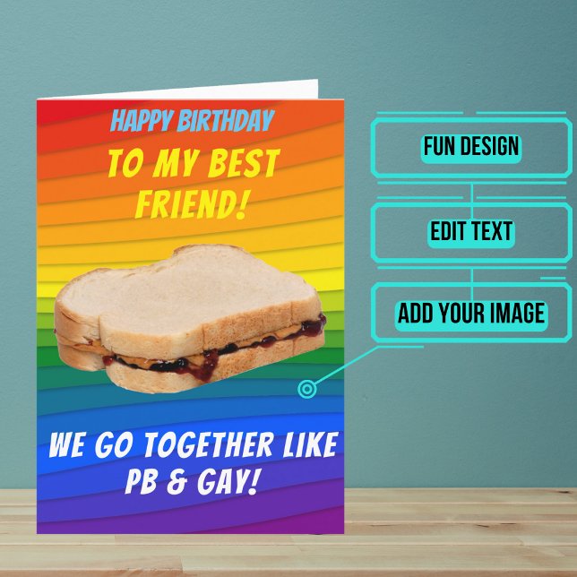 Cartão Aniversário do Melhor Amigo do Gay (Wish a very Happy Birth - gay to your favorite person with this LGBTQ+ inspired birthday card. )