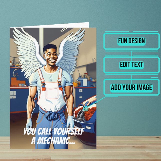 Cartão Aniversário do Milacle Worker Black Mechanic (This fun card is specifically for the mechanic friend in your life.)