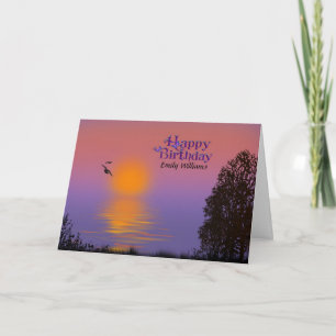 Cartão Aniversário do nascer do Sol da Manhã com nome