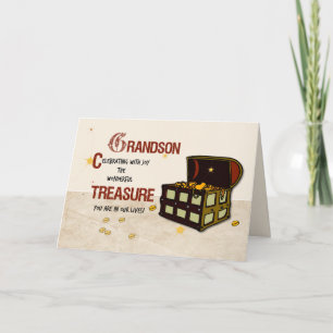 Cartão Aniversário do neto com tesouro pirata