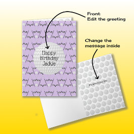 Cartão Aniversário do nome personalizado do padrão Golf