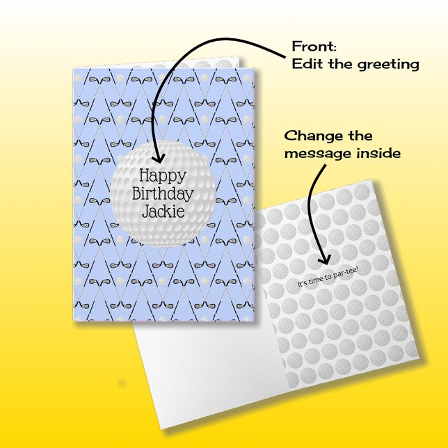 Cartão Aniversário do nome personalizado do padrão Golf (Criador carregado)