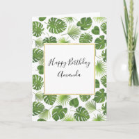 Aniversário do Padrão de Folhas Tropicais na moda