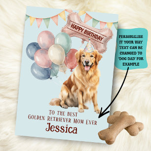 Cartão Aniversário do Papai/Mamãe do Cachorro Golden Retr