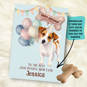 Cartão Aniversário do Papai/Mamãe do Cão Jack Russell