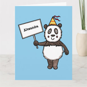 Cartão Aniversário do Partido Panda Personalizado