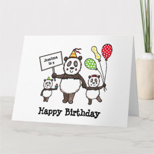 Cartão Aniversário do Partido Panda Personalizado