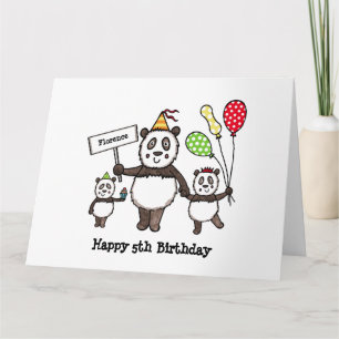 Cartão Aniversário do Partido Panda Personalizado