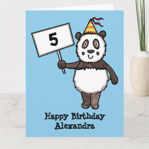Cartão Aniversário do Partido Panda Personalizado