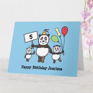 Cartão Aniversário do Partido Panda Personalizado