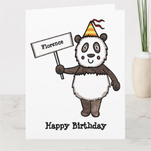 Cartão Aniversário do Partido Panda Personalizado