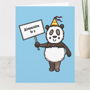 Cartão Aniversário do Partido Panda Personalizado