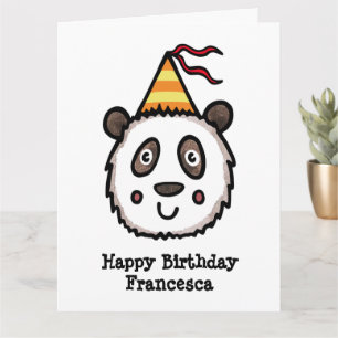 Cartão Aniversário do Partido Panda Personalizado