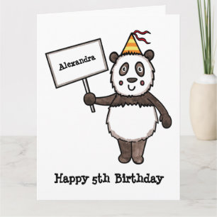 Cartão Aniversário do Partido Panda Personalizado