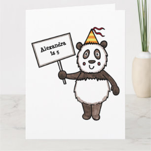 Cartão Aniversário do Partido Panda Personalizado