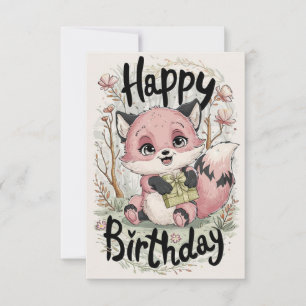 Cartão Aniversário do Pastel Fox