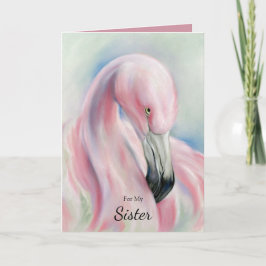Cartão Aniversário do Pink Flamingo Pastel Art