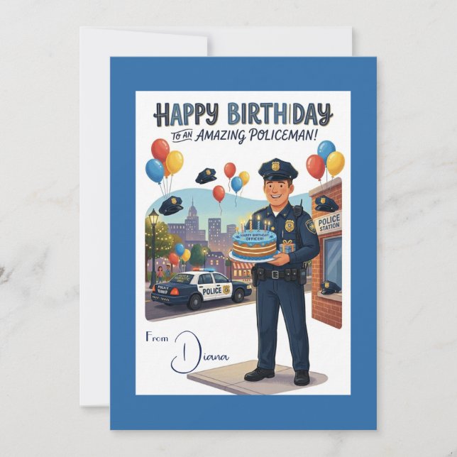 Cartão Aniversário do Policial (Frente)