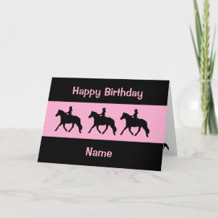 Cartão Aniversário do Pôneo Negro Rosa-Rosa-Gelado Trotan