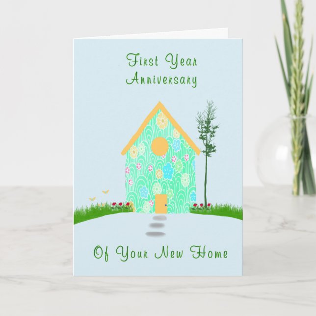 Cartão Aniversário do Primeiro Ano de Nova Casa (Frente)