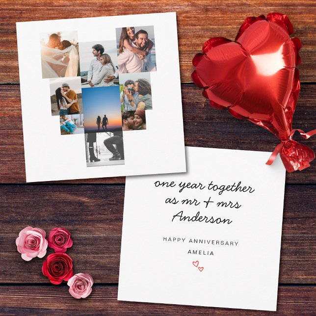 Cartão Aniversário do Primeiro Casamento de Foto Minimali (Front and Back)