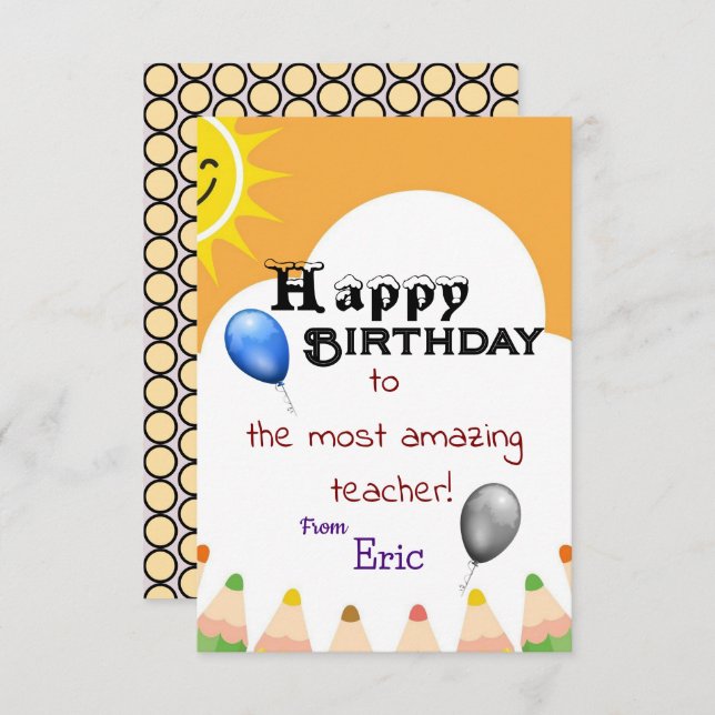 Cartão Aniversário do Professor (Frente/Verso)