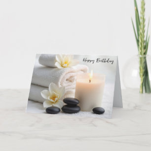 Cartão Aniversário Do Spa Towels Com Magnolia Blossoms