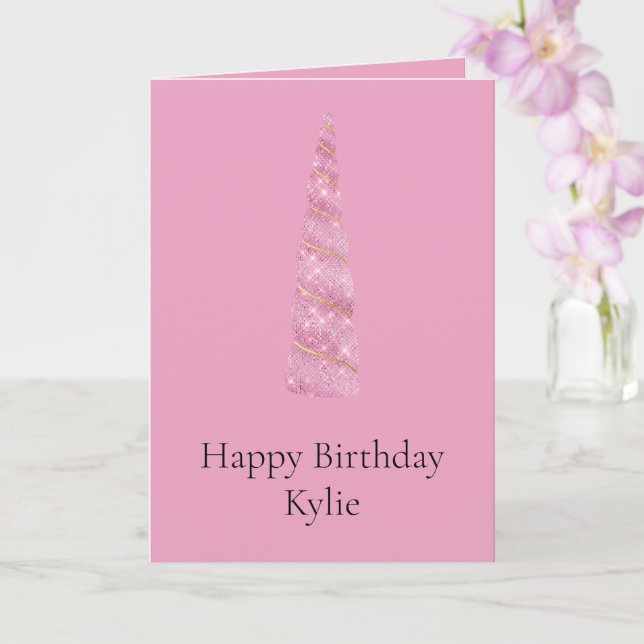 Cartão Aniversário do Sparkle Pink Girly Dourado Glam Uni (Orquídea)