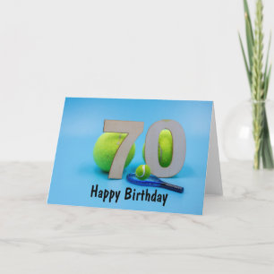 Cartão Aniversário do tênis 70 com bola em azul