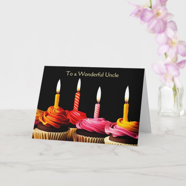 Cartão Aniversário do Tio com Velas e Bolinhos  (Orquídea)