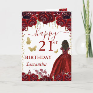 Cartão Aniversário do Vestido Vermelho da Princesa da Pel