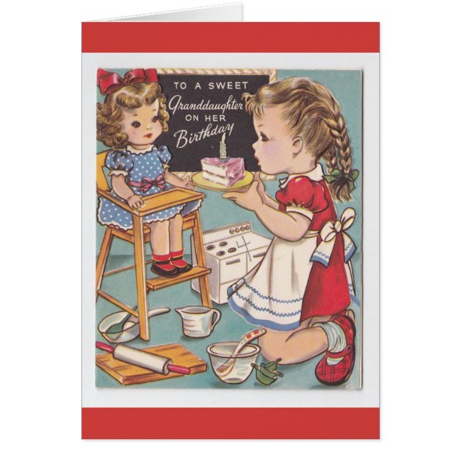 Cartão Aniversário do vintage - a uma neta doce, (Frente)